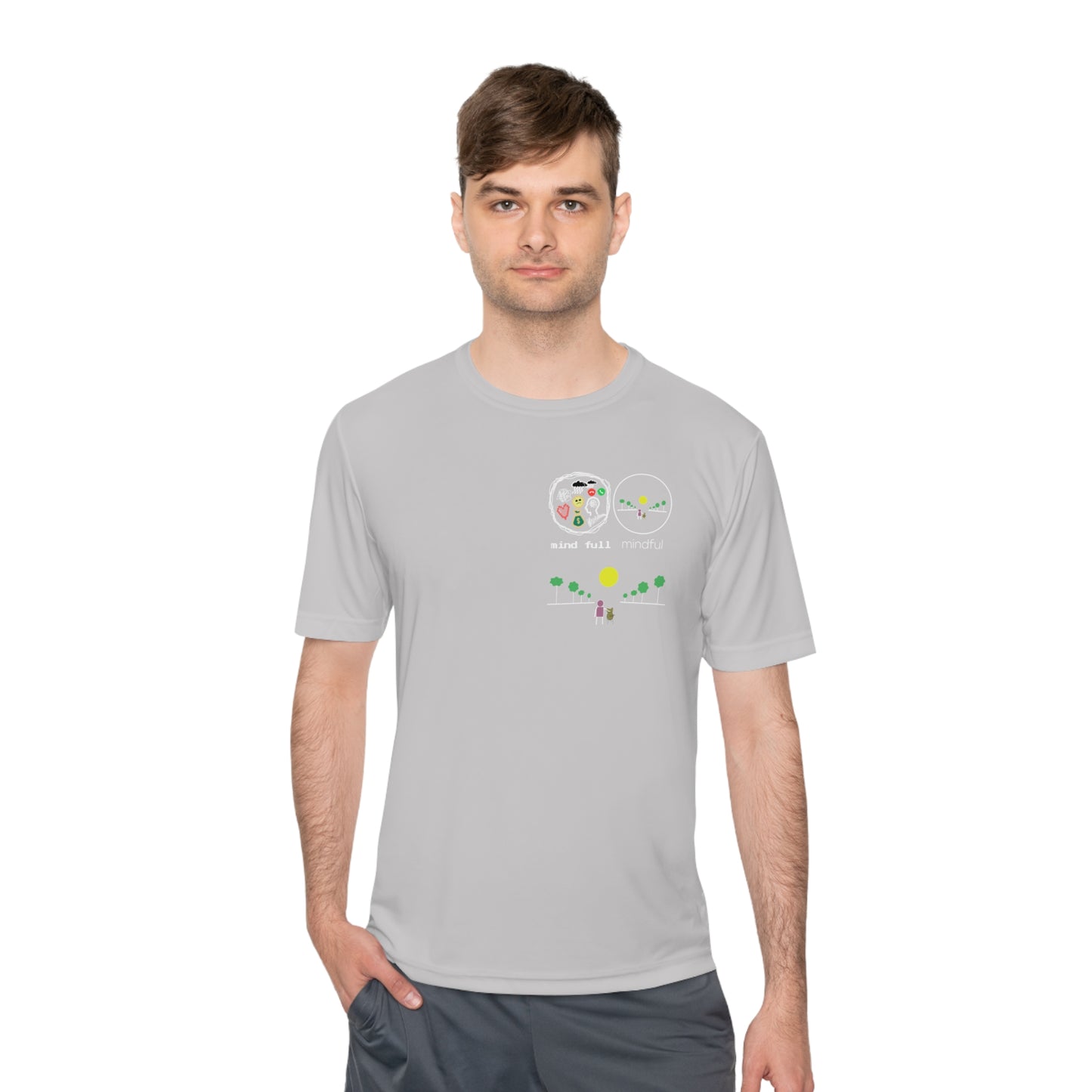 Athletic Moisture-Wicking Mindfulness T-Shirt – the perfect blend of performance and peace. This innovative t-shirt is designed for those who seek to stay active while embracing mindfulness.