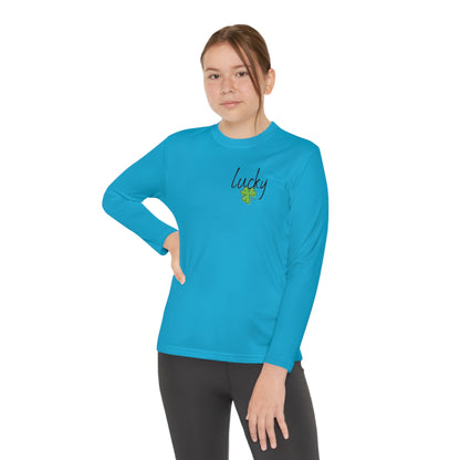 Lucky Youth Long Sleeve Competitor Tee. A top performer for any active youngster, PosiCharge technology, lightweight, breathable fabric and moisture-wicking capabilities