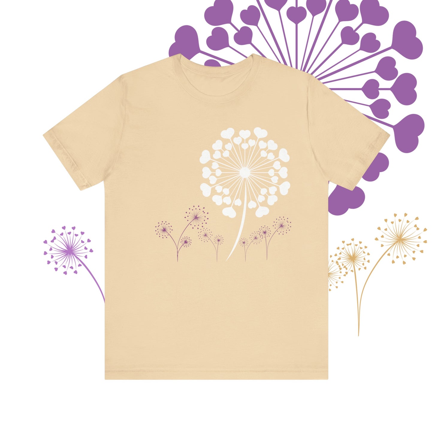 Dandelion Love, Heart, Spring Short Sleeve Tee