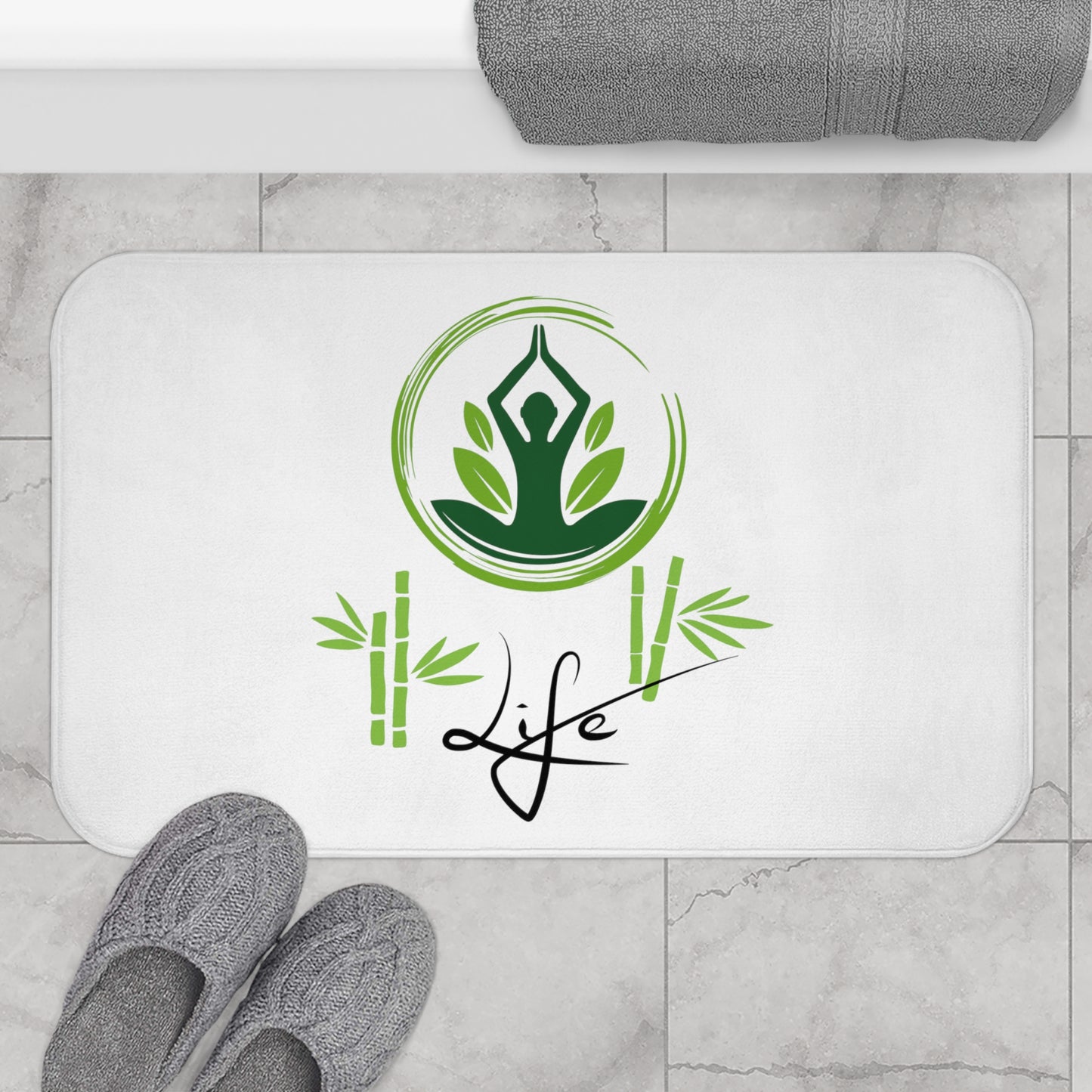 Spring - Mindful Life, Bath Mat, Yoga, Mindfulness, Meditation, Home Decoration