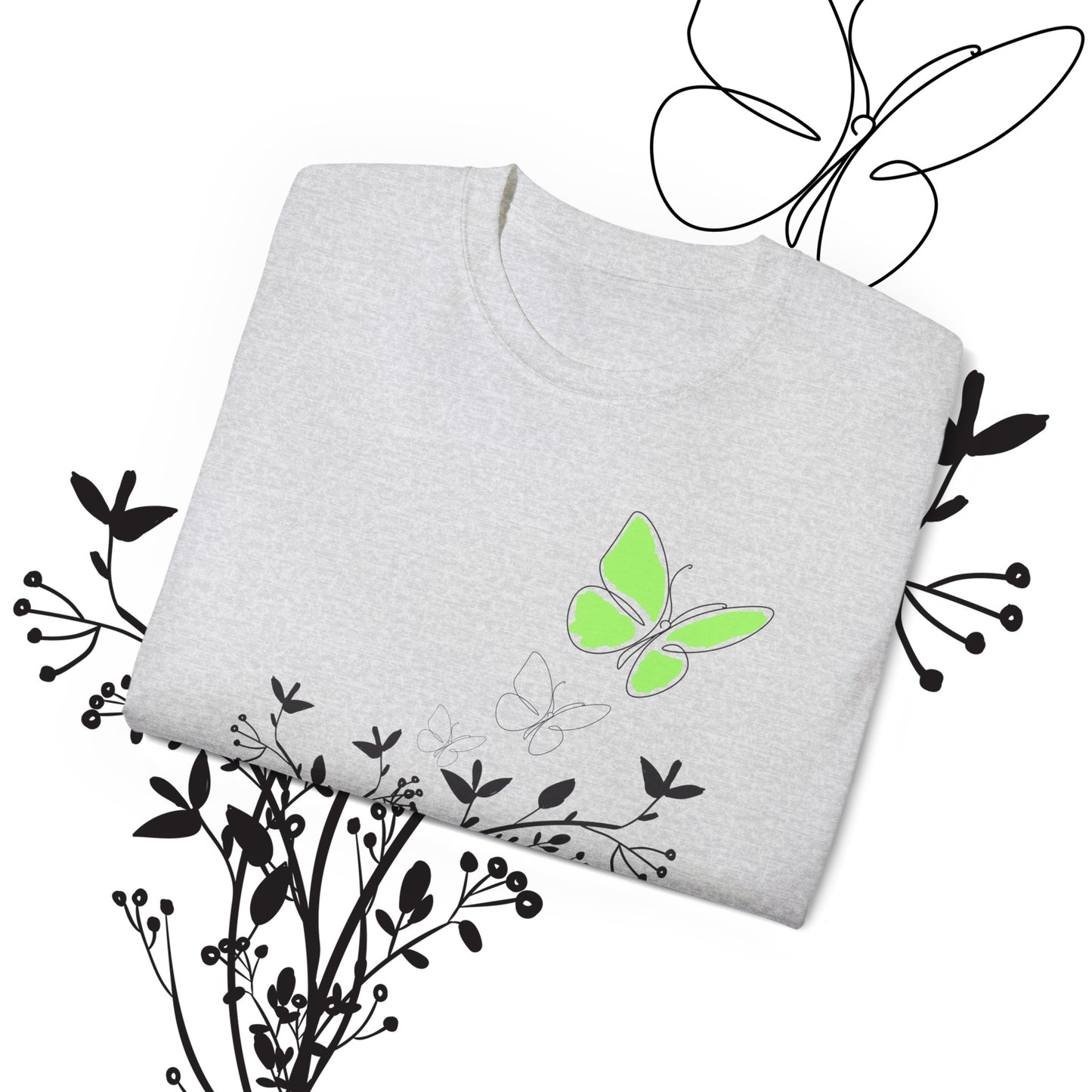 Women's Spring t-shirts - Butterfly Pattern, Spring, Ultra Cotton Tee, Women