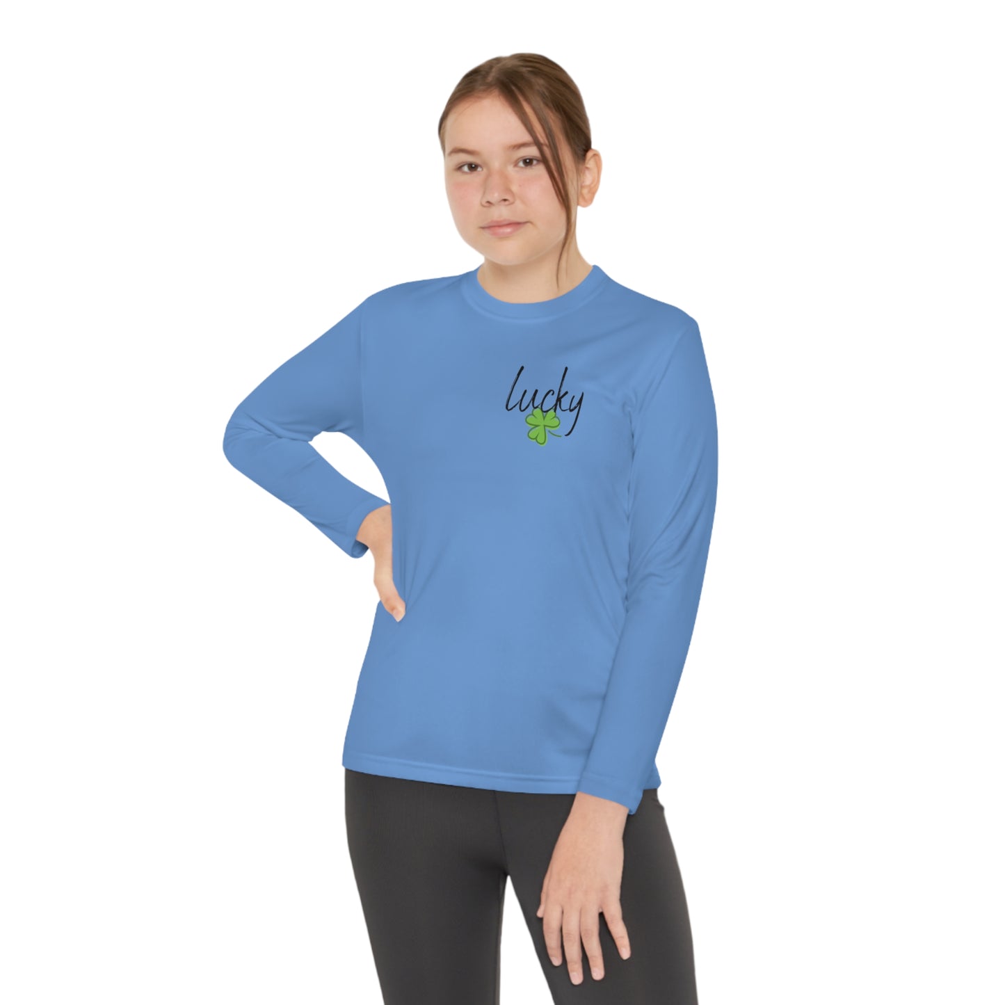 Lucky Youth Long Sleeve Competitor Tee. A top performer for any active youngster, PosiCharge technology, lightweight, breathable fabric and moisture-wicking capabilities