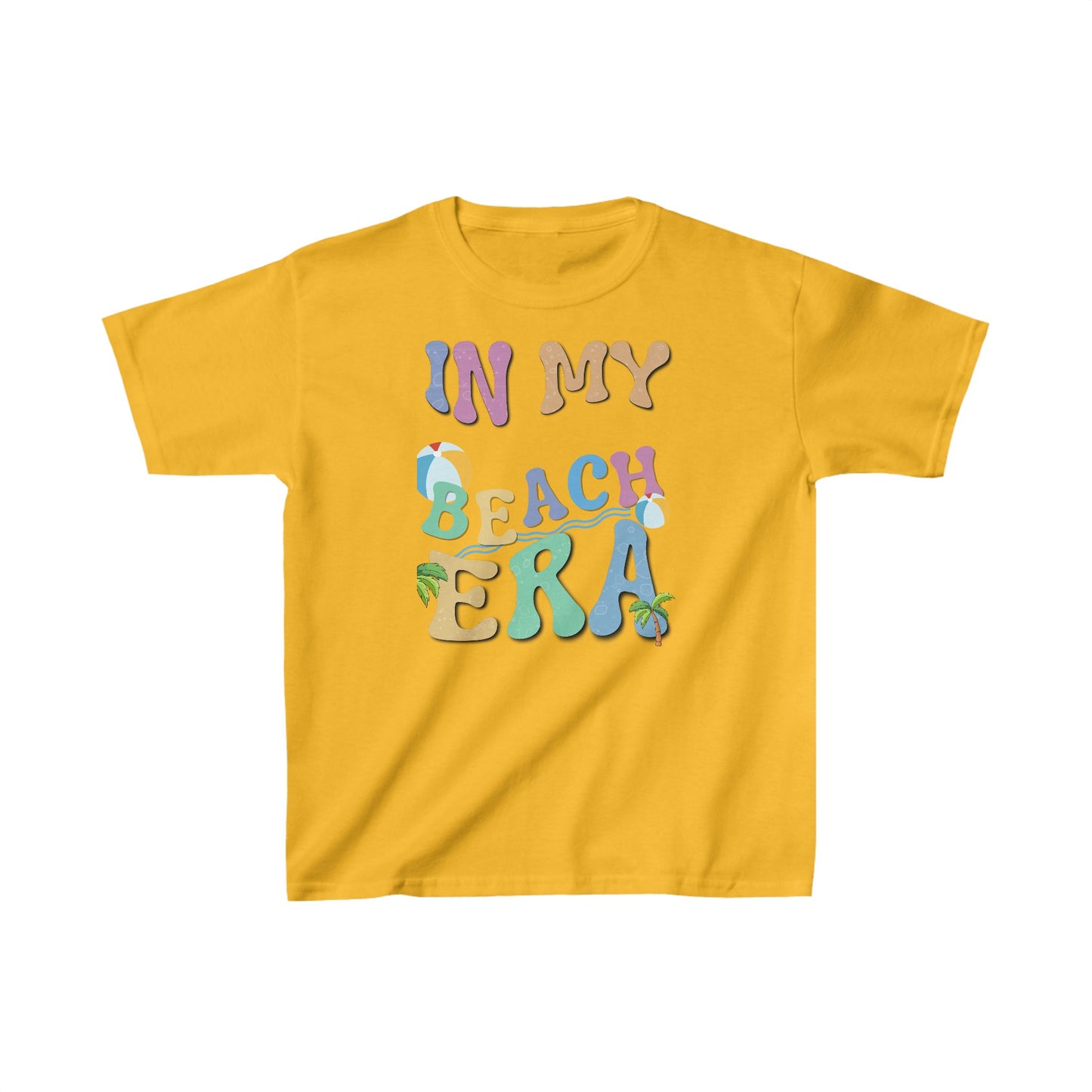 Youth Beach Era T-shirts - It’s time to make a splash in fashion as bright as the summer sun! Kids Heavy Cotton™ Tee