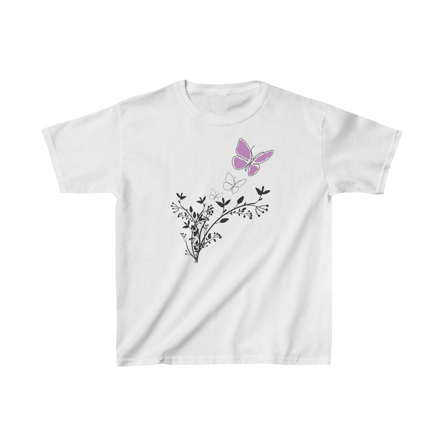 Youth Purple Butterfly, T-Shirt. Kids Heavy Cotton™ Tee