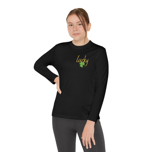 Lucky Youth Long Sleeve Competitor Tee. A top performer for any active youngster, PosiCharge technology, lightweight, breathable fabric and moisture-wicking capabilities