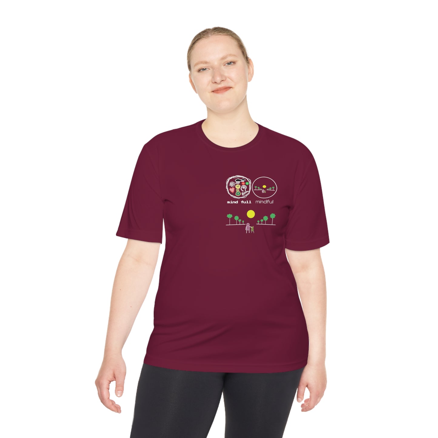 Athletic Moisture-Wicking Mindfulness T-Shirt – the perfect blend of performance and peace. This innovative t-shirt is designed for those who seek to stay active while embracing mindfulness.