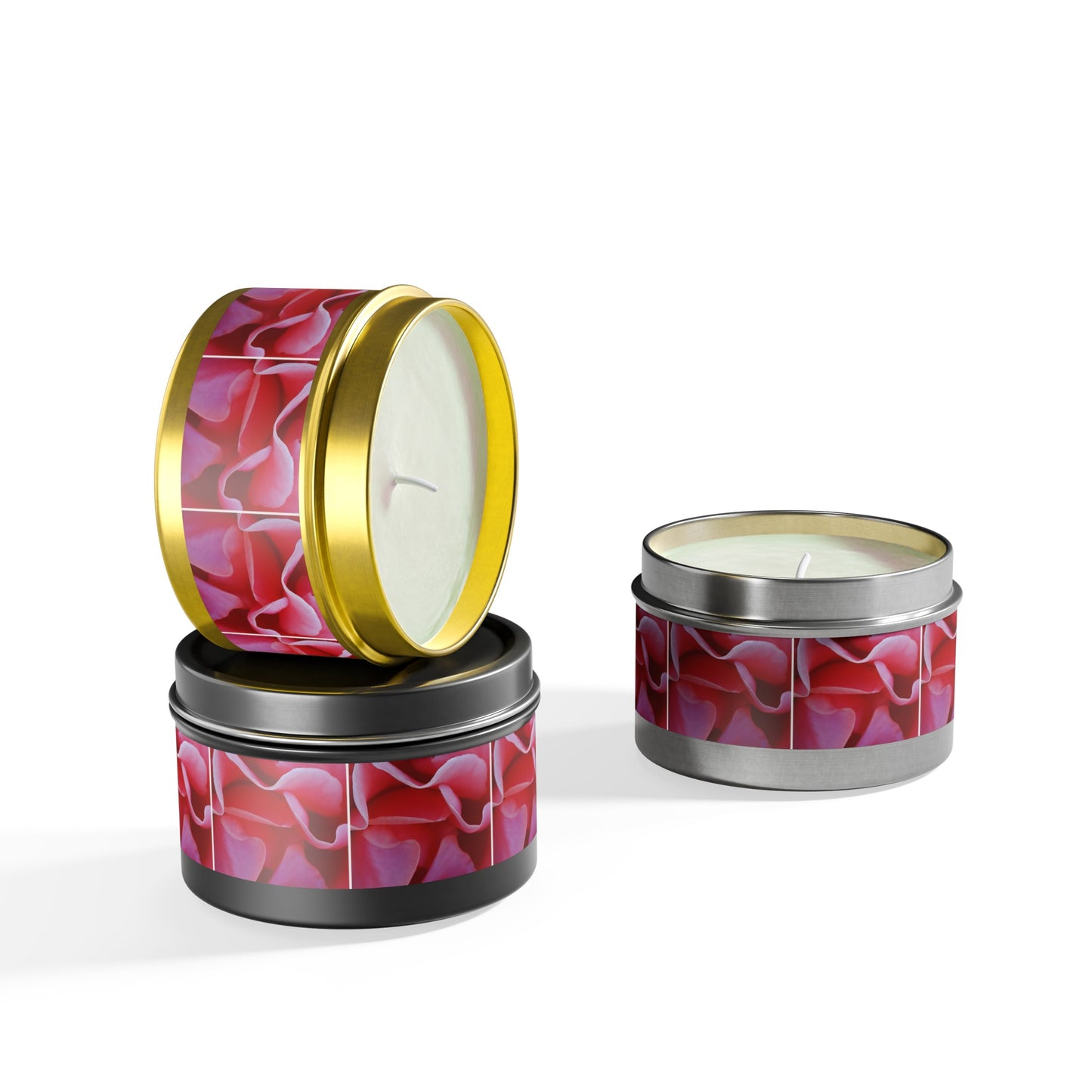 5 Queen Elizabeth Rose Pattern Scented Candles, for Mindful Moments & Whispers of Tranquility. - Tin Candles