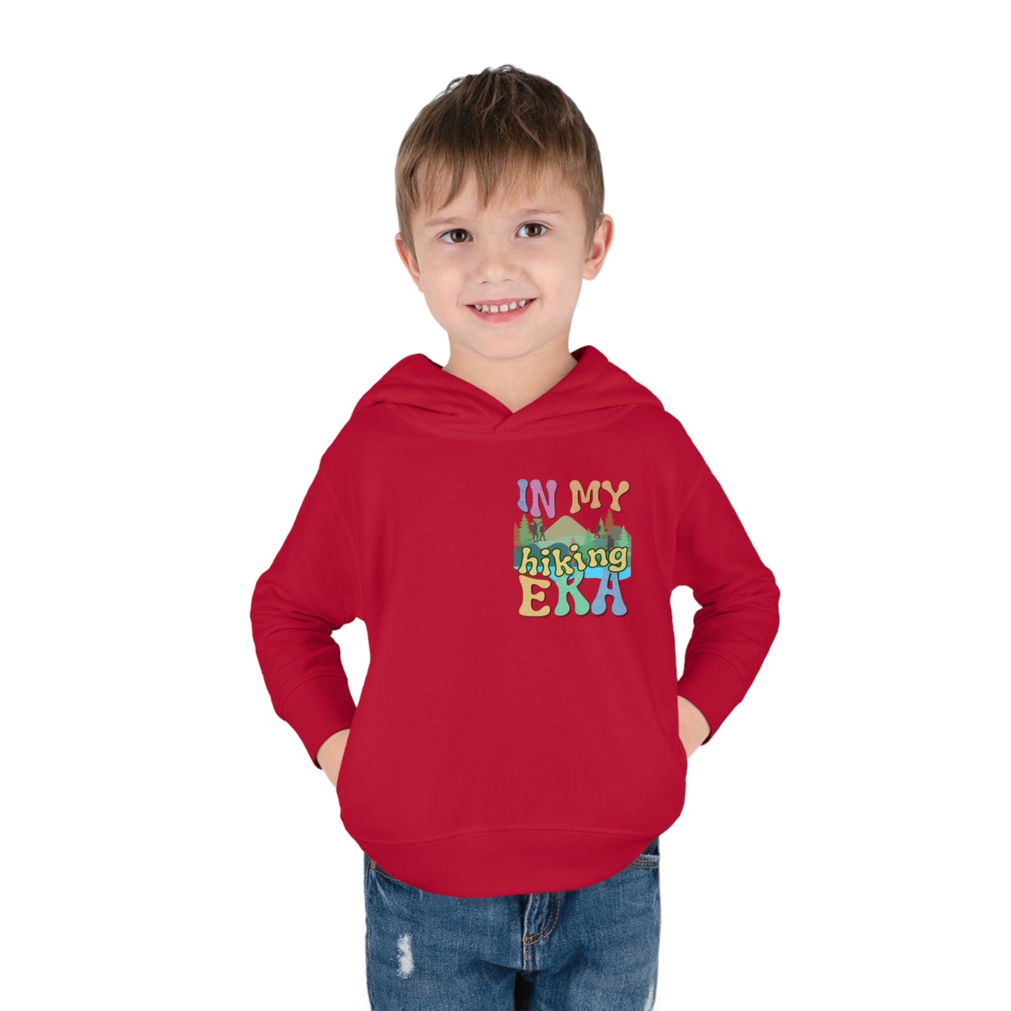 Toddler, In My Hiking Era Pullover Fleece Hoodie, designed for the little trailblazers who are just beginning to explore the world