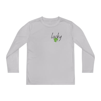 Lucky Youth Long Sleeve Competitor Tee. A top performer for any active youngster, PosiCharge technology, lightweight, breathable fabric and moisture-wicking capabilities