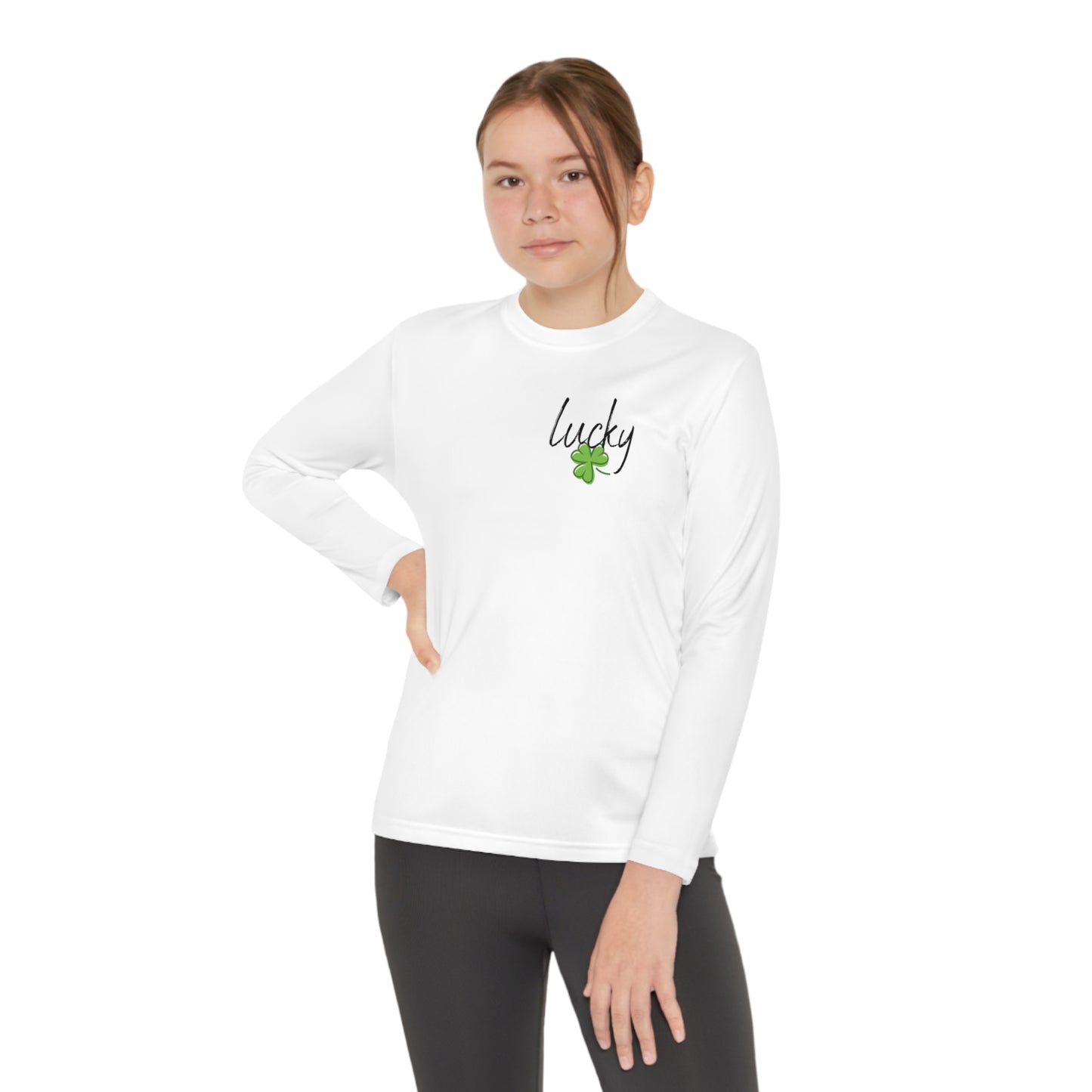 Lucky Youth Long Sleeve Competitor Tee. A top performer for any active youngster, PosiCharge technology, lightweight, breathable fabric and moisture-wicking capabilities