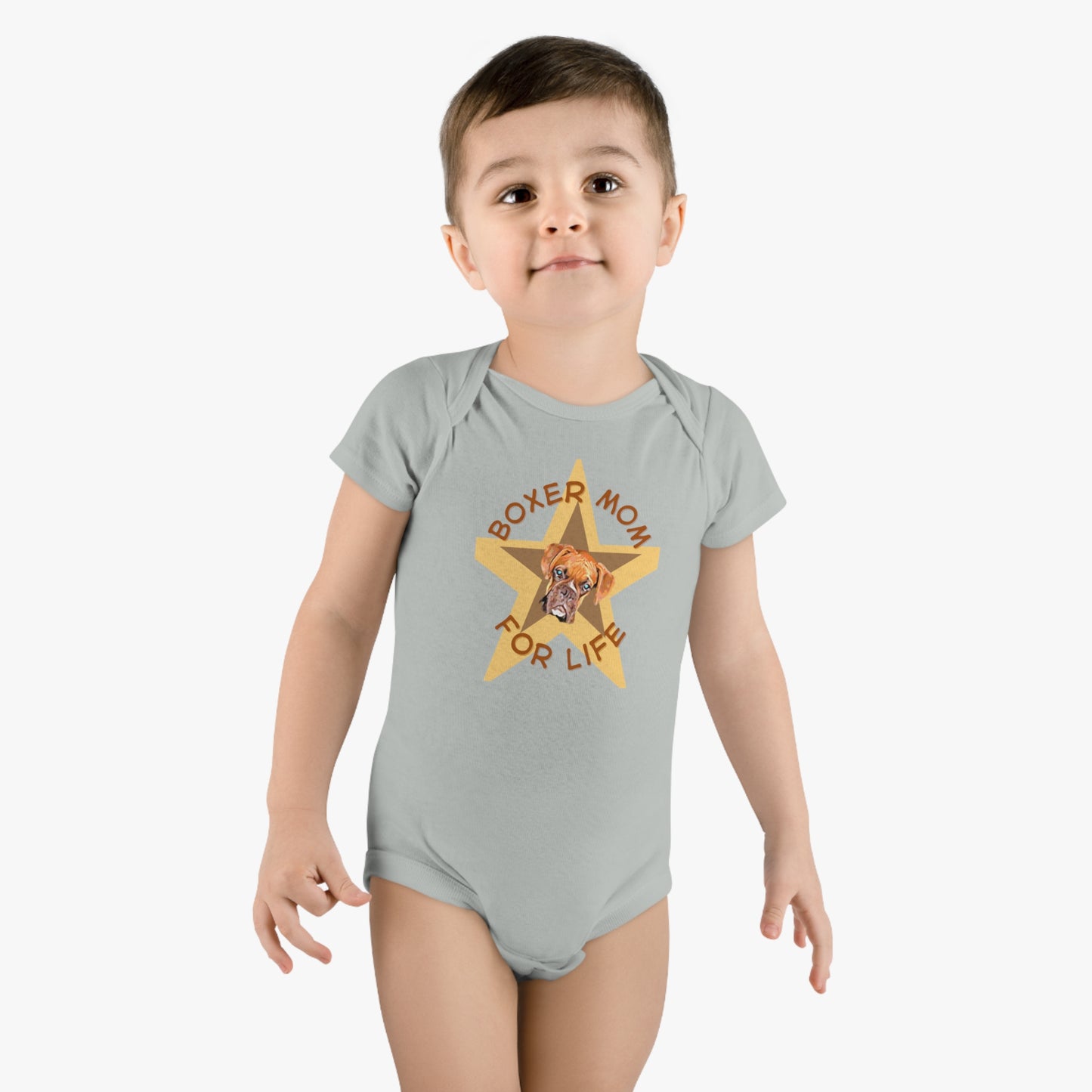 Pawsitively Perfect: Boxer Dog Mom for Life Bodysuit! Baby Short Sleeve Onesie®