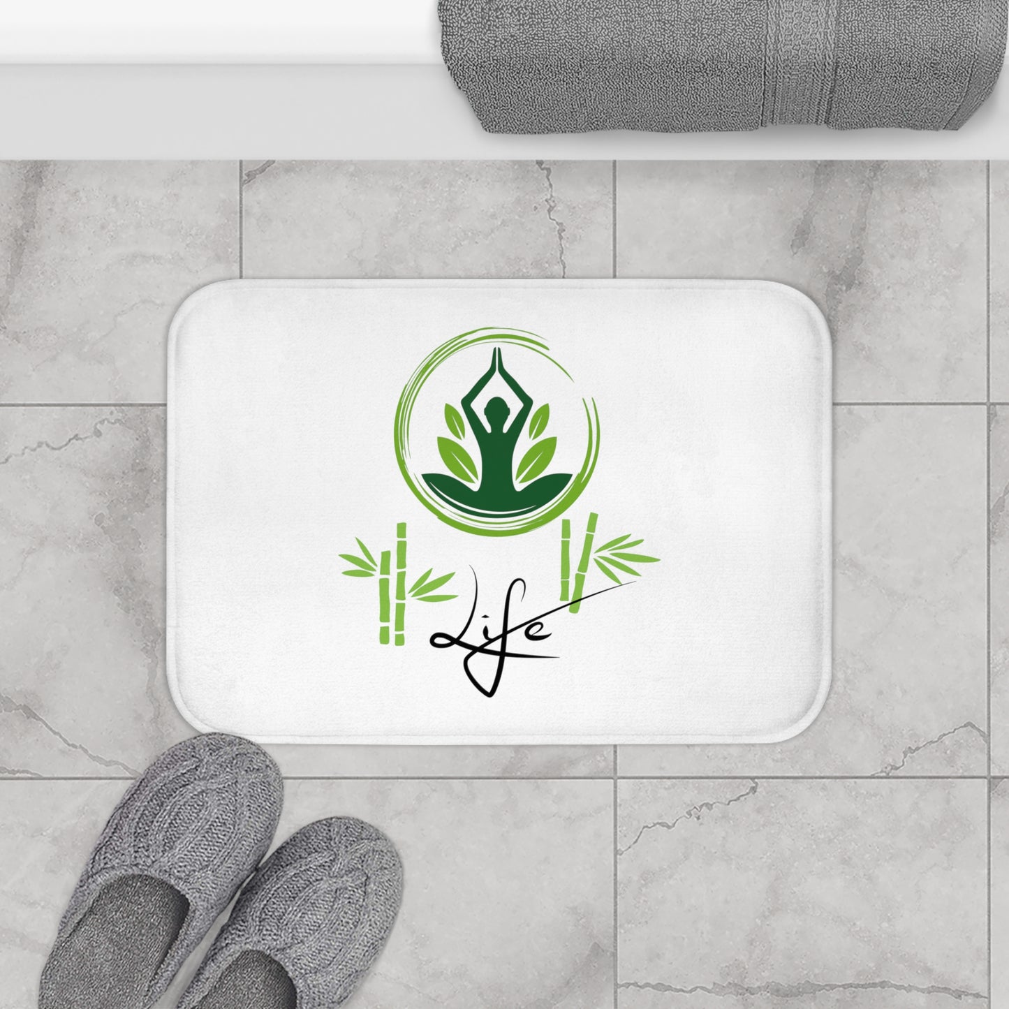 Spring - Mindful Life, Bath Mat, Yoga, Mindfulness, Meditation, Home Decoration