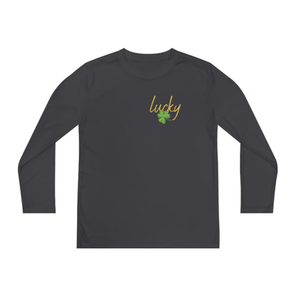 Lucky Youth Long Sleeve Competitor Tee. A top performer for any active youngster, PosiCharge technology, lightweight, breathable fabric and moisture-wicking capabilities