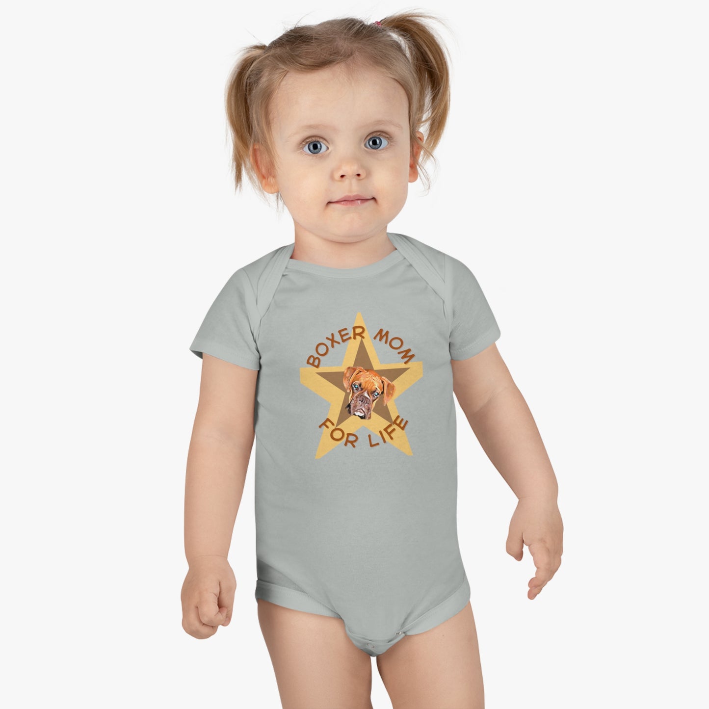 Pawsitively Perfect: Boxer Dog Mom for Life Bodysuit! Baby Short Sleeve Onesie®