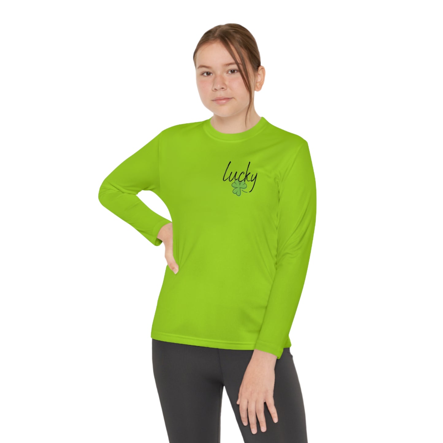 Lucky Youth Long Sleeve Competitor Tee. A top performer for any active youngster, PosiCharge technology, lightweight, breathable fabric and moisture-wicking capabilities