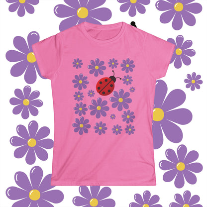 Ladybug, flowers, Women's Softstyle Tee