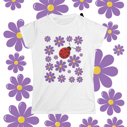 Ladybug, flowers, Women's Softstyle Tee