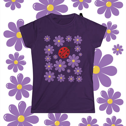 Ladybug, flowers, Women's Softstyle Tee