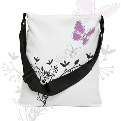 2 Sizes of Purple Butterfly Tote Bag - 2 Cute Tote Bags You'll Love. Zippered top, Phone Pocket