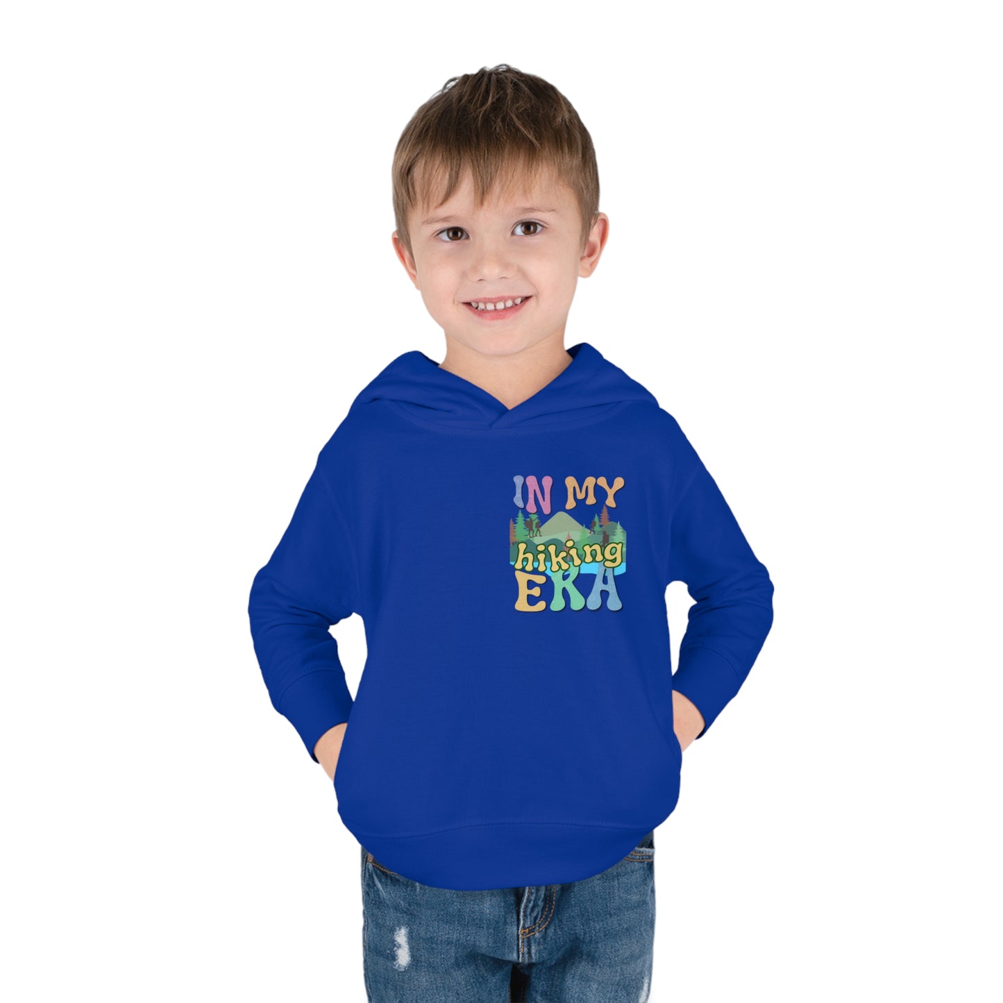 Toddler, In My Hiking Era Pullover Fleece Hoodie, designed for the little trailblazers who are just beginning to explore the world