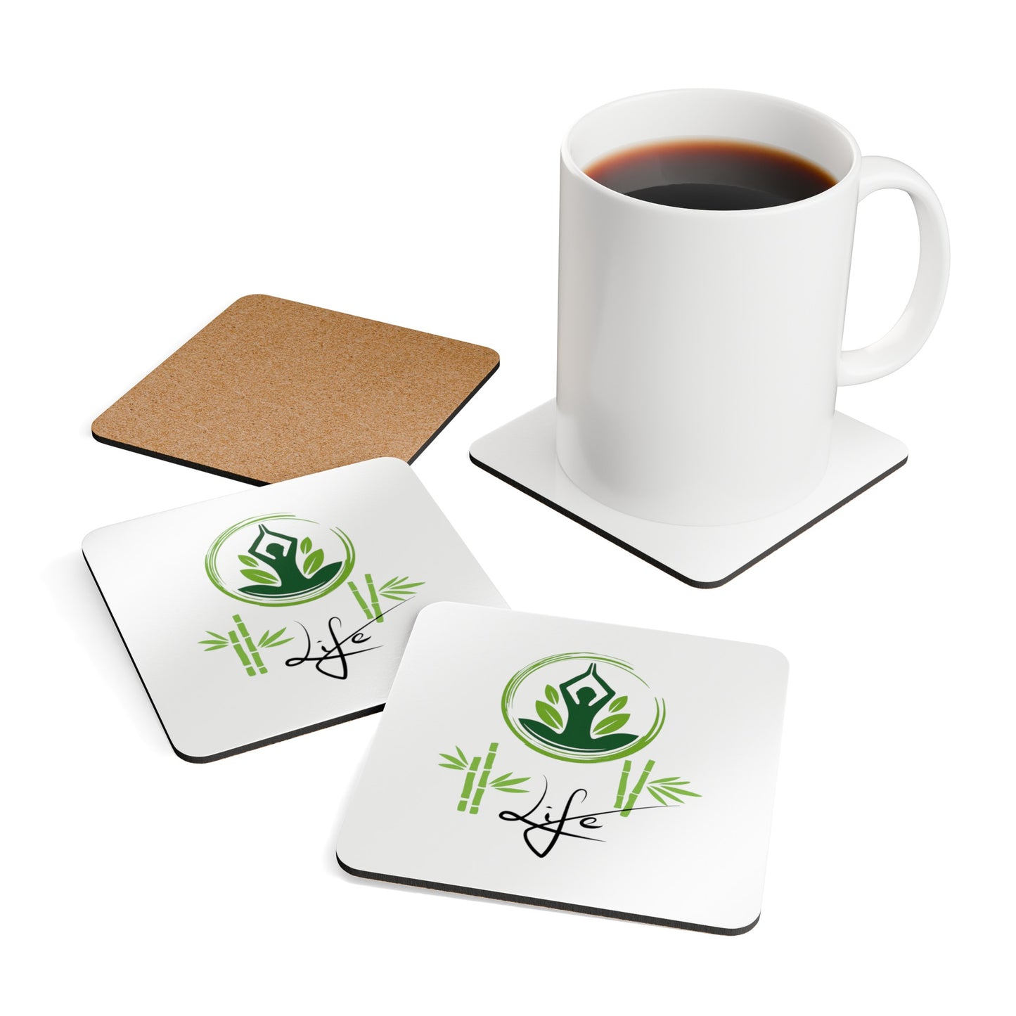 Our Mindful Life Coaster Set is more than just a place to rest your drink, it's a reminder to pause. Mindful Life Corkwood Coaster Set