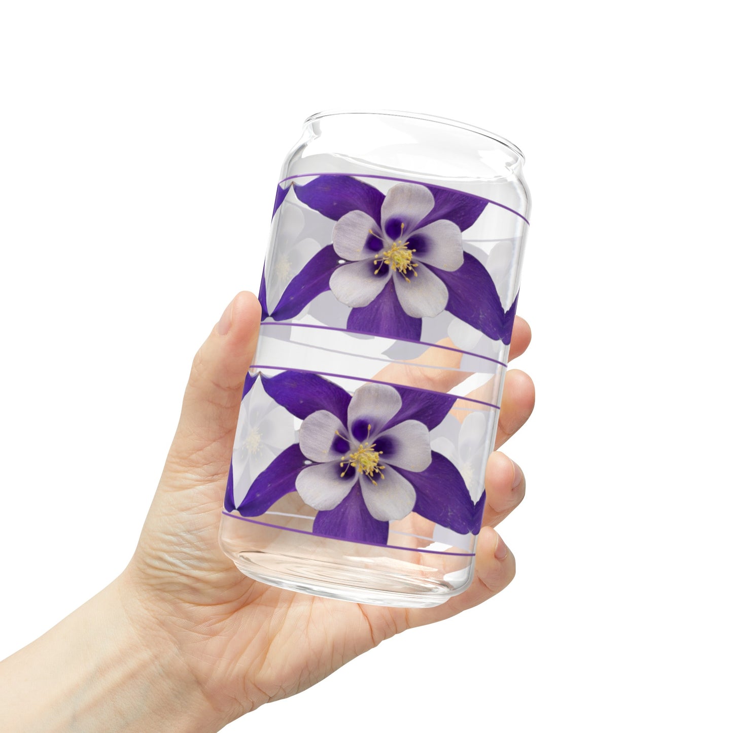 16oz Rocky Mountain Wildflower Sipper Glass - Gasket-push Bamboo lid and Tritan plastic straw.