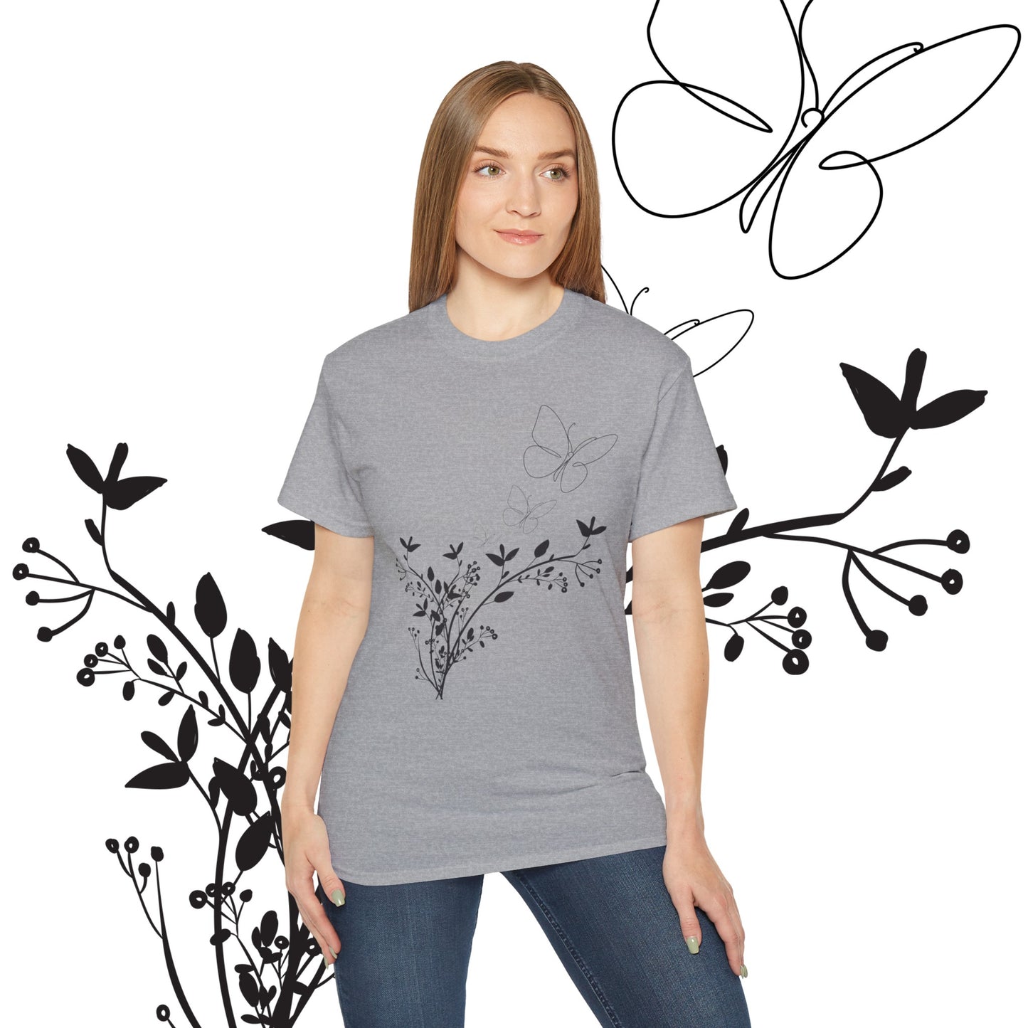 Women's Spring t-shirts - Butterfly Pattern, Spring, Ultra Cotton Tee, Women