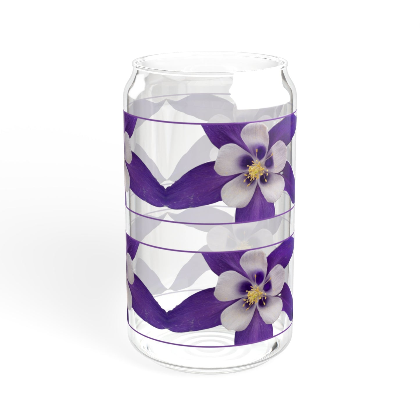 16oz Rocky Mountain Wildflower Sipper Glass - Gasket-push Bamboo lid and Tritan plastic straw.