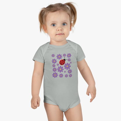 Ladybug Baby Bodysuit! Introducing the cutest addition to your baby’s wardrobe. With its adorable ladybug pattern, this bodysuit is a bundle of joy that brings the garden’s whimsy right to your little one’s cuddles. Baby Short Sleeve Onesie®