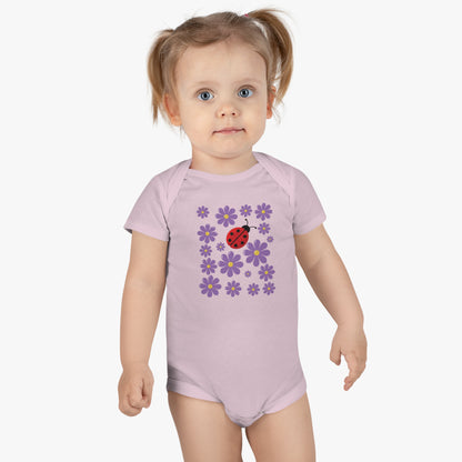 Ladybug Baby Bodysuit! Introducing the cutest addition to your baby’s wardrobe. With its adorable ladybug pattern, this bodysuit is a bundle of joy that brings the garden’s whimsy right to your little one’s cuddles. Baby Short Sleeve Onesie®