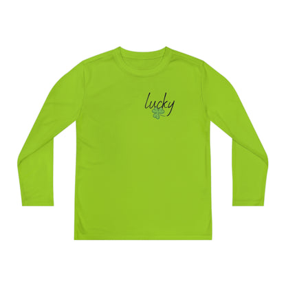 Lucky Youth Long Sleeve Competitor Tee. A top performer for any active youngster, PosiCharge technology, lightweight, breathable fabric and moisture-wicking capabilities