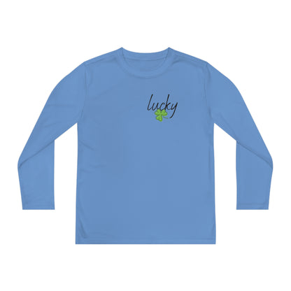 Lucky Youth Long Sleeve Competitor Tee. A top performer for any active youngster, PosiCharge technology, lightweight, breathable fabric and moisture-wicking capabilities