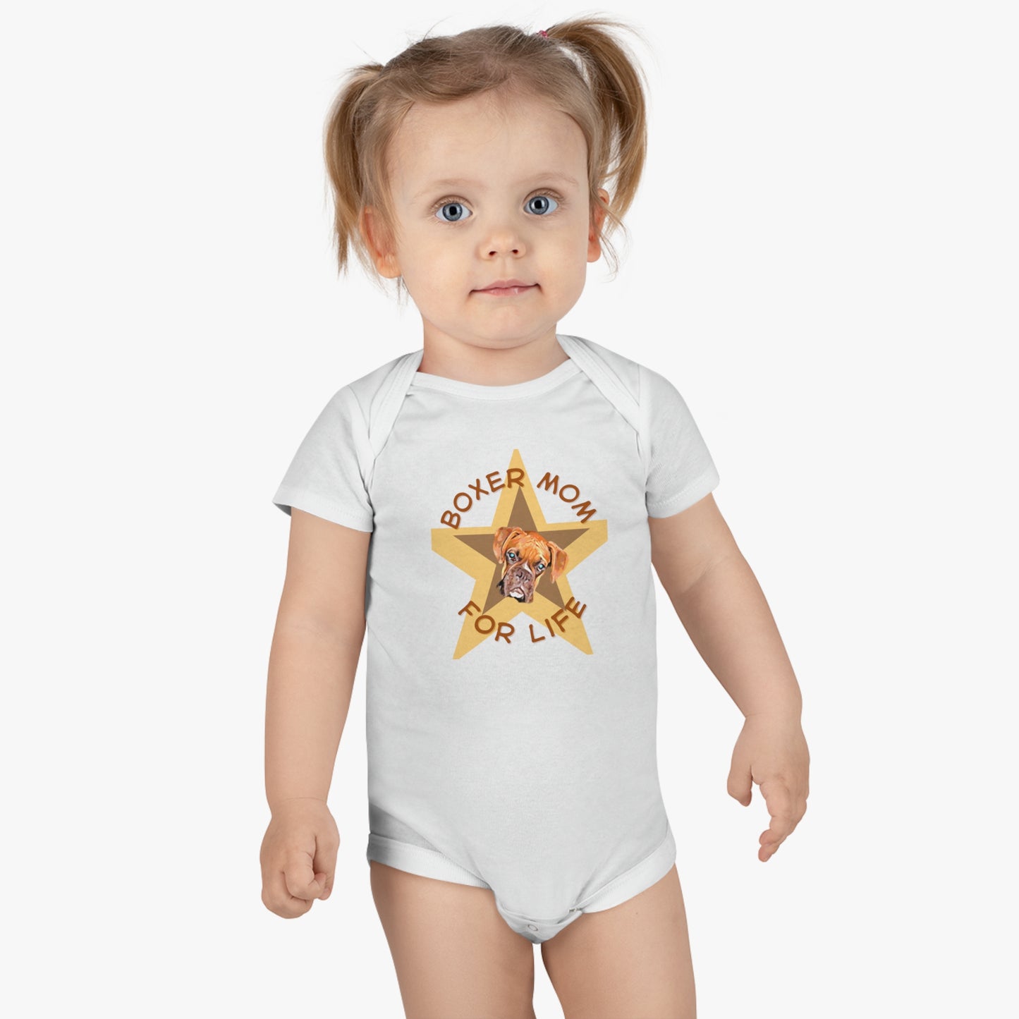 Pawsitively Perfect: Boxer Dog Mom for Life Bodysuit! Baby Short Sleeve Onesie®