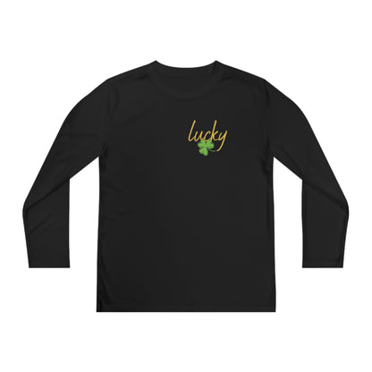 Lucky Youth Long Sleeve Competitor Tee. A top performer for any active youngster, PosiCharge technology, lightweight, breathable fabric and moisture-wicking capabilities