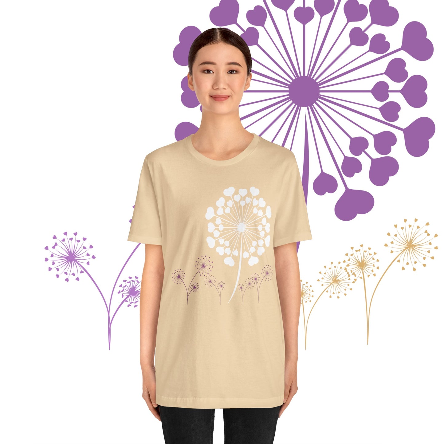 Dandelion Love, Heart, Spring Short Sleeve Tee