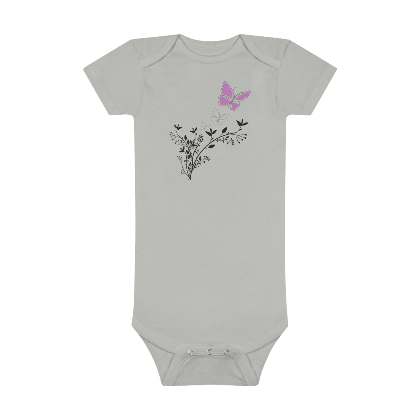 Flutter into Cuteness: Purple Butterfly Baby Bodysuit! Baby Short Sleeve Onesie®