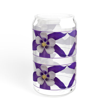 16oz Rocky Mountain Wildflower Sipper Glass - Gasket-push Bamboo lid and Tritan plastic straw.