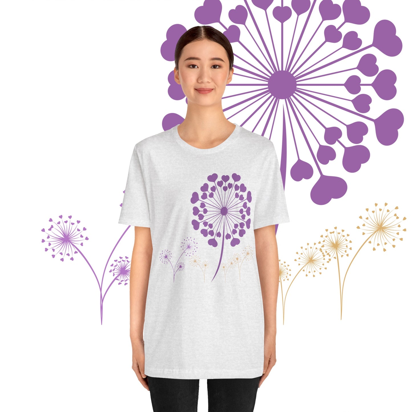 Dandelion Love, Heart, Spring Short Sleeve Tee