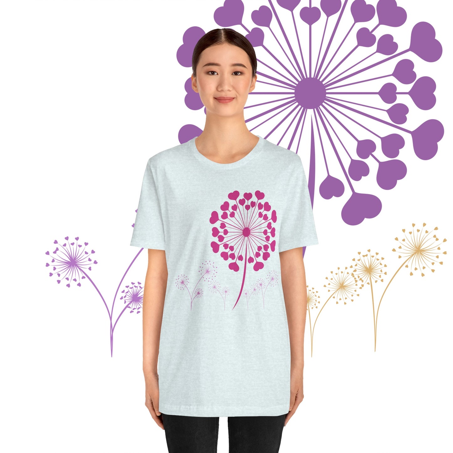 Dandelion Love, Heart, Spring Short Sleeve Tee