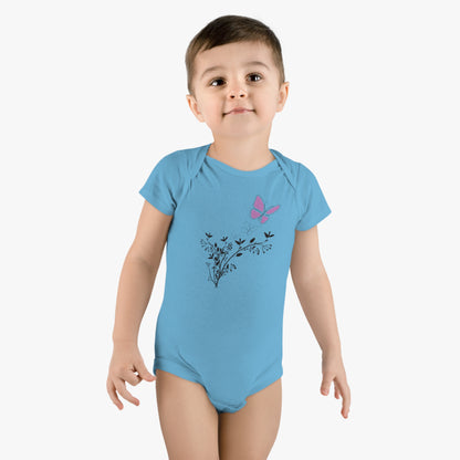 Flutter into Cuteness: Purple Butterfly Baby Bodysuit! Baby Short Sleeve Onesie®