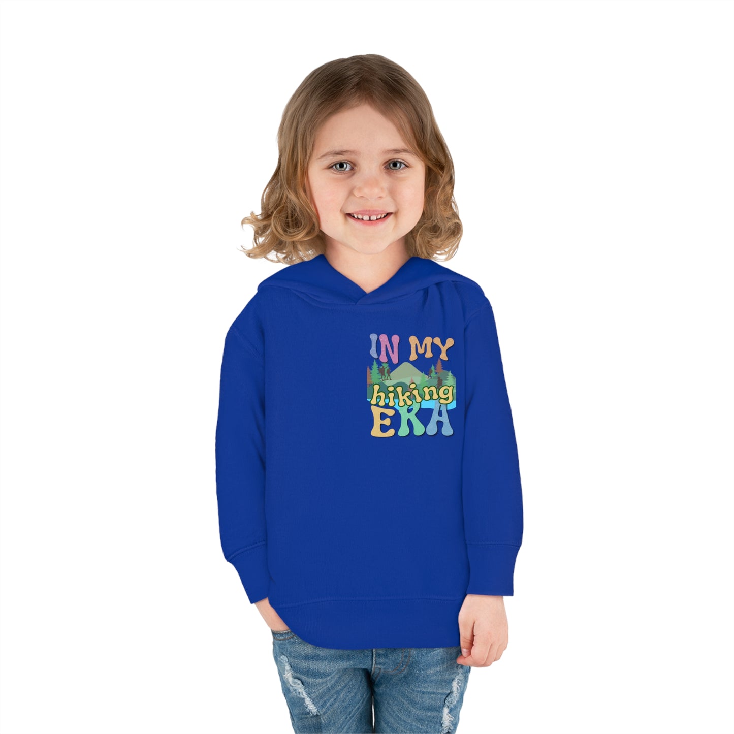 Toddler, In My Hiking Era Pullover Fleece Hoodie, designed for the little trailblazers who are just beginning to explore the world