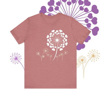 Dandelion Love, Heart, Spring Short Sleeve Tee