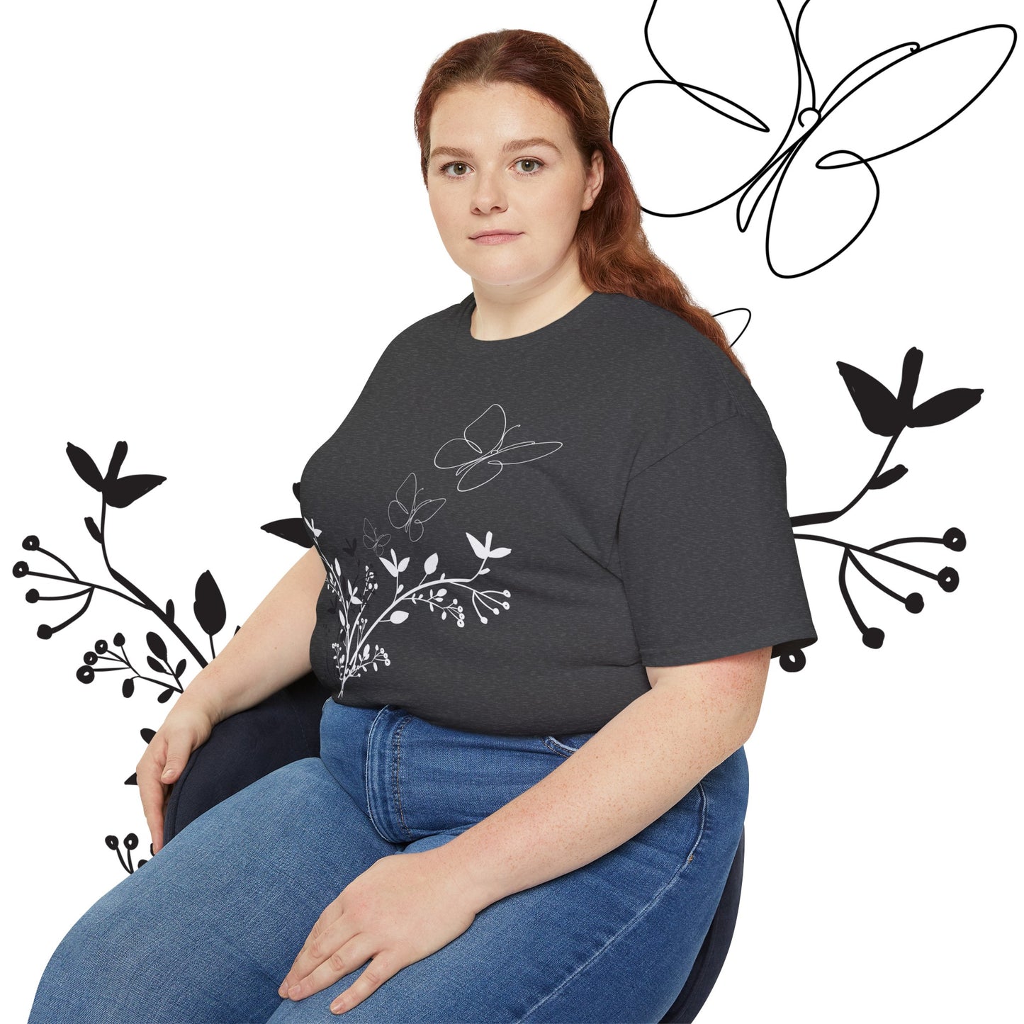 Women's Spring t-shirts - Butterfly Pattern, Spring, Ultra Cotton Tee, Women