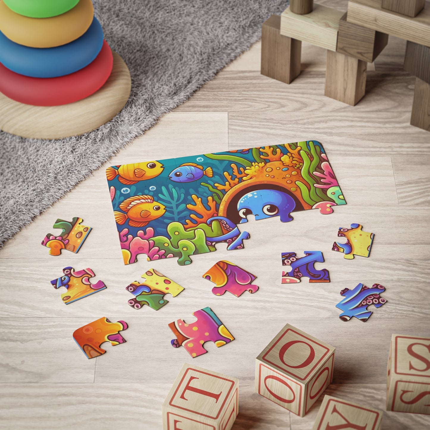 Kids' Puzzle, 30-Piece - Octopus Hiding, Colorful Fish and Reef