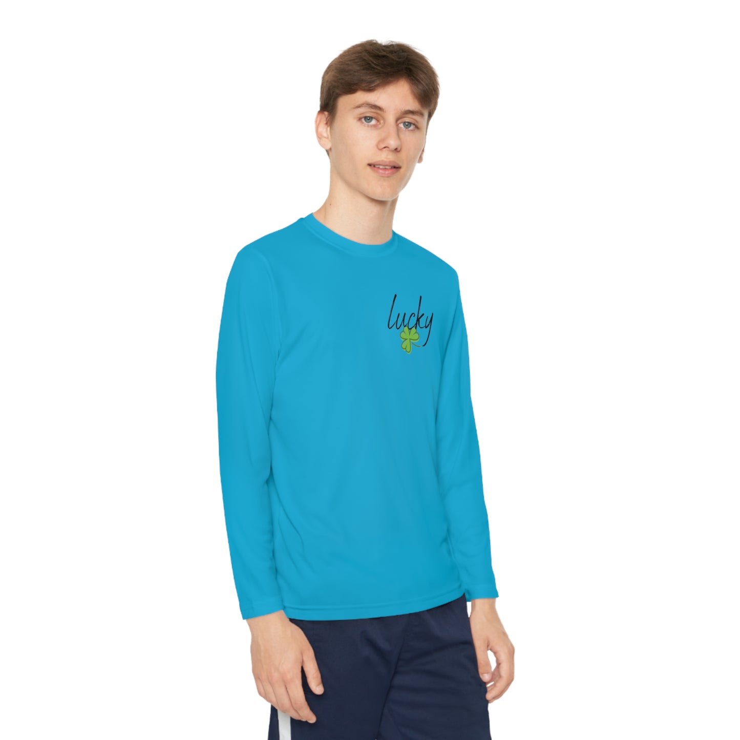 Lucky Youth Long Sleeve Competitor Tee. A top performer for any active youngster, PosiCharge technology, lightweight, breathable fabric and moisture-wicking capabilities