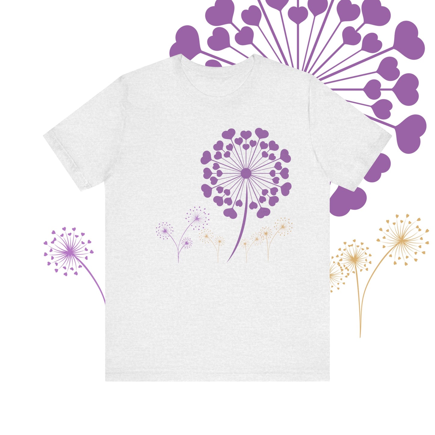 Dandelion Love, Heart, Spring Short Sleeve Tee