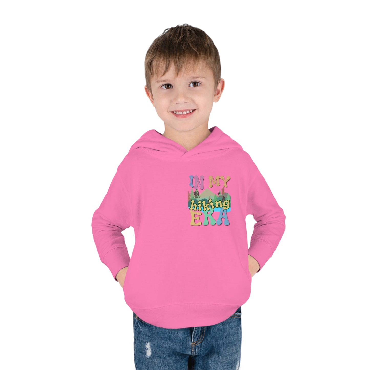 Toddler, In My Hiking Era Pullover Fleece Hoodie, designed for the little trailblazers who are just beginning to explore the world