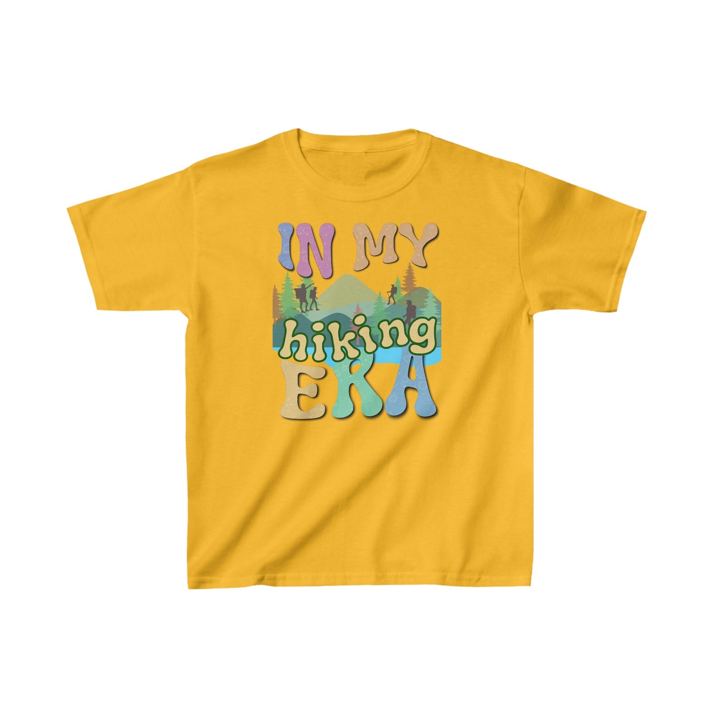 In My Hiking Era T-shirt! This youth tee is a call to young adventurers that live to blaze trails. Kids Heavy Cotton™ Tee