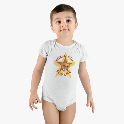 Pawsitively Perfect: Boxer Dog Mom for Life Bodysuit! Baby Short Sleeve Onesie®