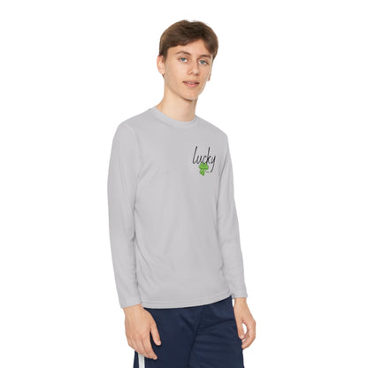 Lucky Youth Long Sleeve Competitor Tee. A top performer for any active youngster, PosiCharge technology, lightweight, breathable fabric and moisture-wicking capabilities